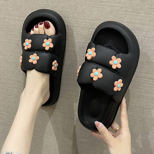 夏季厚底凉拖鞋可爱花朵居家