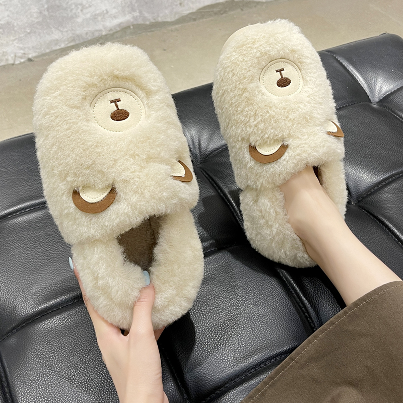 卡通小熊可爱厚底包跟女家用居家