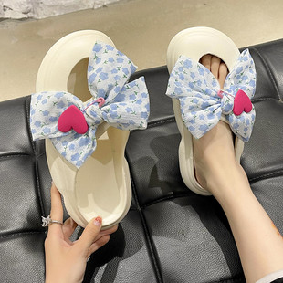 厚底防滑沙滩鞋 包头凉拖鞋 外穿可爱蝴碟结洞洞鞋 女夏季 ins潮时尚