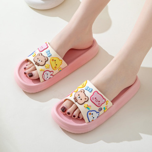 网红外穿卡通可爱小熊室内浴室洗澡静音防滑凉拖鞋 厚底拖鞋 女夏季