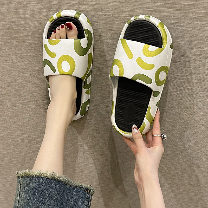 时尚涂鸦踩屎感厚底防滑凉拖鞋