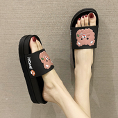 外穿室内居家防滑凉拖鞋 可爱卡通小熊松糕厚底拖鞋 女夏时尚 ins潮