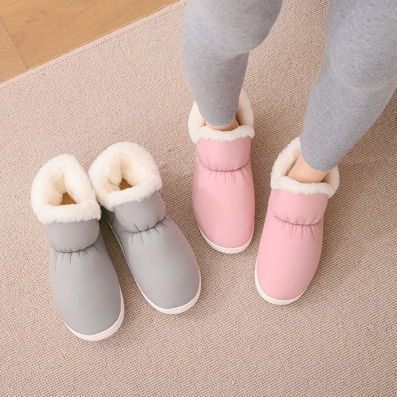 羽绒棉拖鞋女全包跟秋冬季情侣家居家用保暖厚底室内毛毛绒冬天男