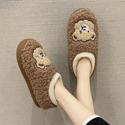 可爱小熊厚底包跟棉拖鞋