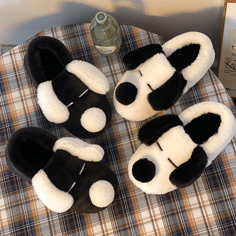 棉拖鞋女冬季ins潮可爱小狗毛绒居家保暖室内家用防滑包跟棉鞋男