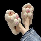 可爱小猪雨花石一字拖女夏季 外穿室内居家用踩屎感厚底防滑凉拖鞋