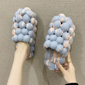 时尚 ins潮 情侣室内外穿踩屎感厚底防滑凉拖鞋 荔枝包头拖鞋 女夏季