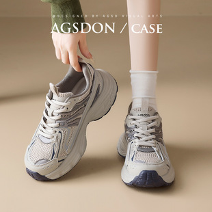 奥古狮登老爹鞋女2026新款春季厚底加绒休闲登山鞋复古轻便运动鞋