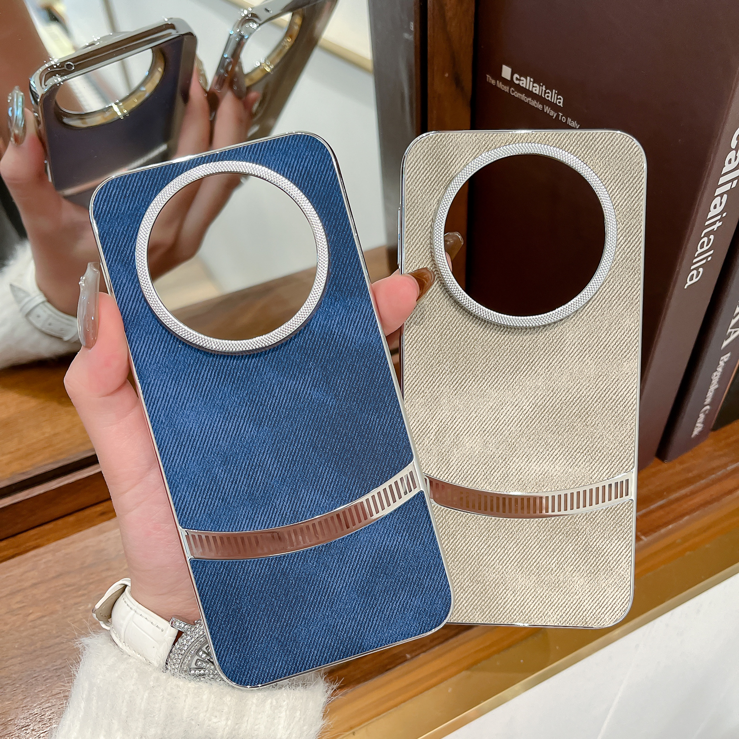 适用华为Mate80promax手机壳电镀牛仔纹简约商务个性创意防摔Mate70pro/70RS非凡大师/Mate60RS男女款保护套