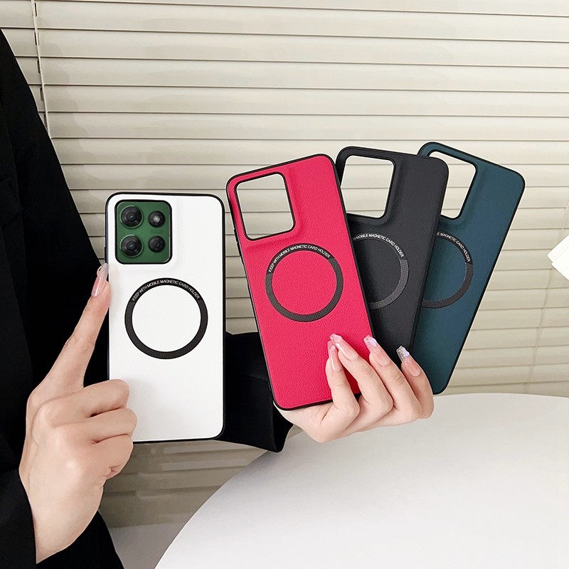 简约商务个性创意皮纹磁吸适用MOTO Edge60s/60 Fusion手机壳防摔男女款保护套潮