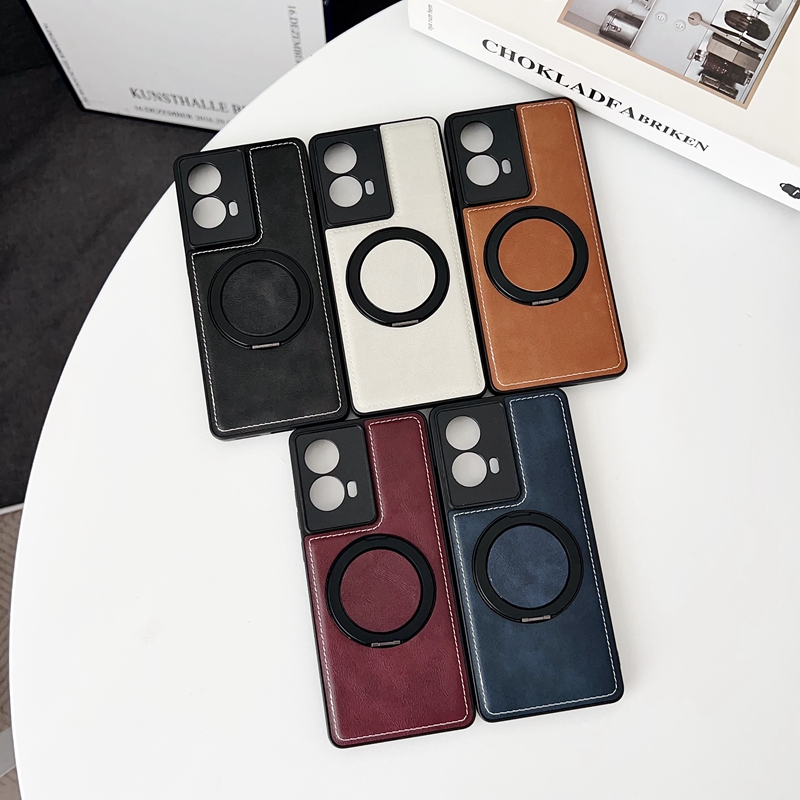 简约商务个性创意复古皮纹旋转支架磁吸适用MOTO G85手机壳防摔G84/G86/G56/G75/G64/G62/G55/G35/G34/G32潮