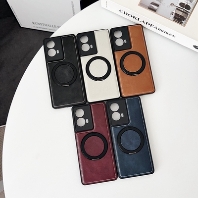 简约商务个性创意复古皮纹旋转支架磁吸适用MOTO G85手机壳防摔G84/G86/G56/G75/G64/G62/G55/G35/G34/G32潮
