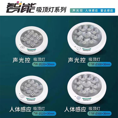 led人体感应灯楼道吸顶灯 声光控过道灯红外线应急楼梯阳台车库灯