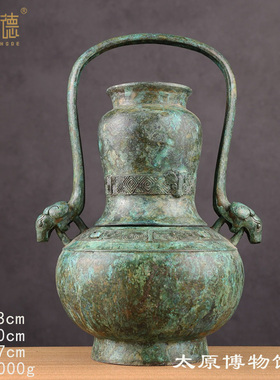 西周目云纹提梁卣太原博物馆藏铜祥德制作青铜盛酒器高档摆件礼品