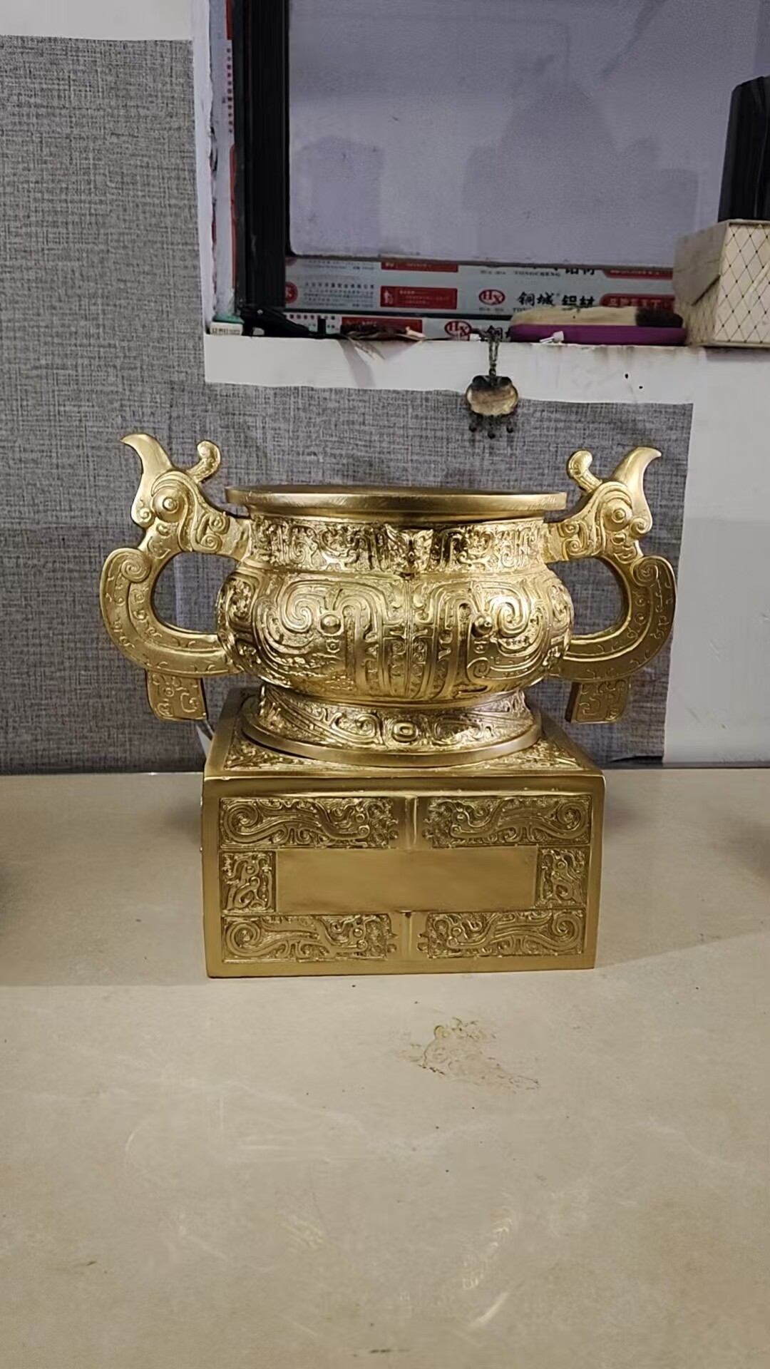 青铜器西周武王利簋盆祭祀礼器影视道具中式装饰品工艺品摆件