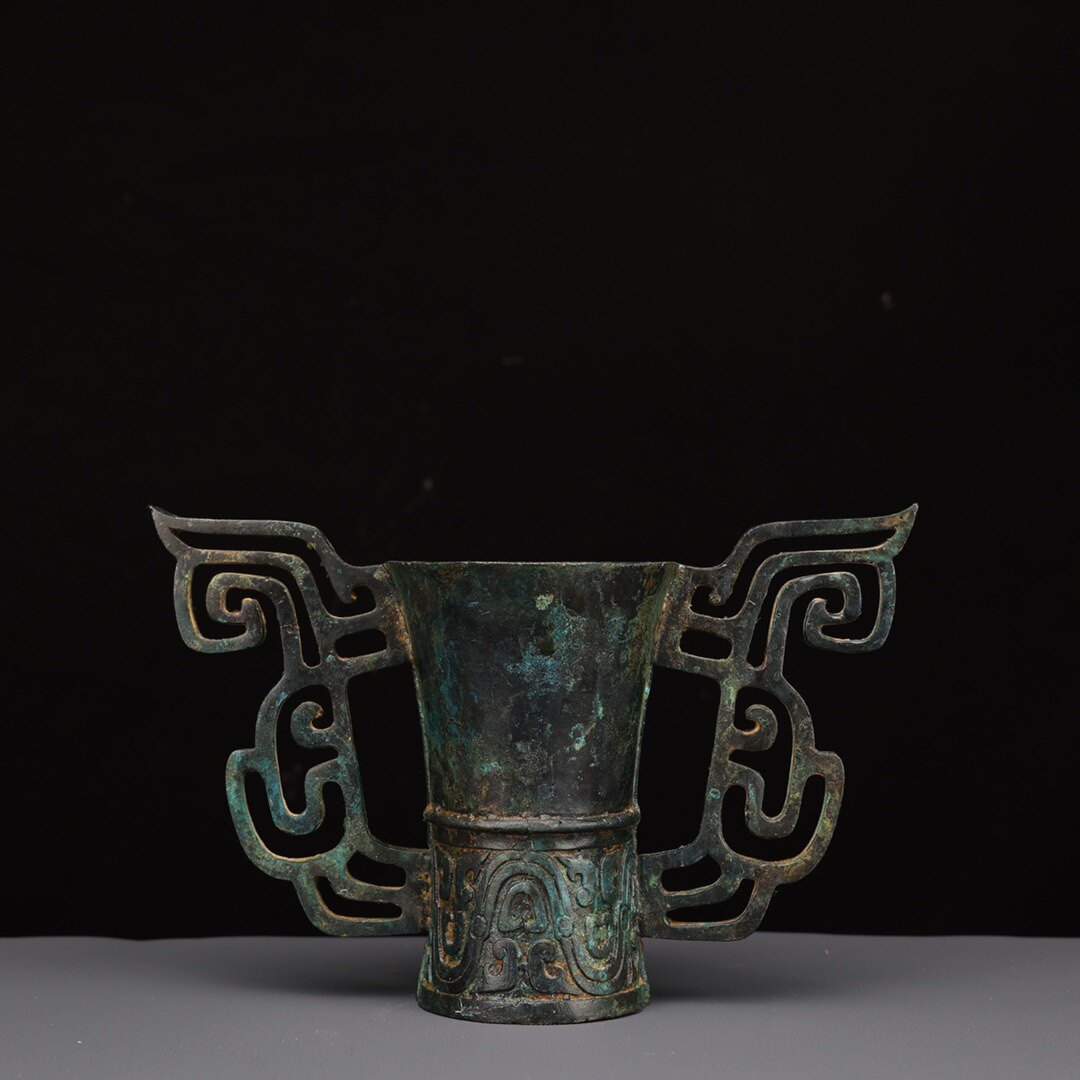 仿古青铜器工艺品双鋬杯铜祥德博物馆制作商周青铜器酒杯家居高档