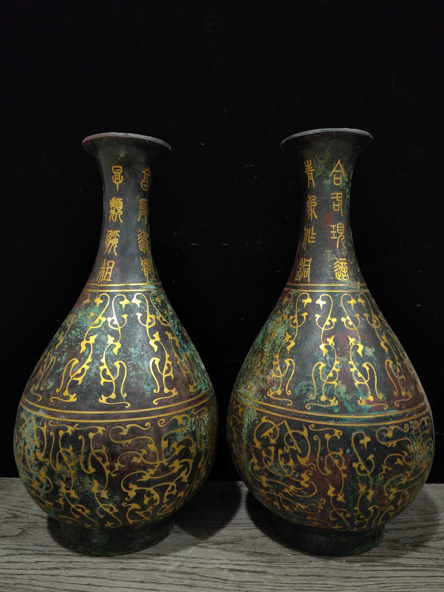 仿古青铜器酒壶酒瓶错金银铜瓶酒器酒具青铜摆件做旧工艺家居铜壶