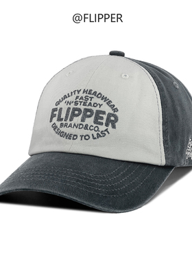 韩国FLIPPER棒球帽2025秋新款做旧水洗字母鸭舌帽大头帽子大码