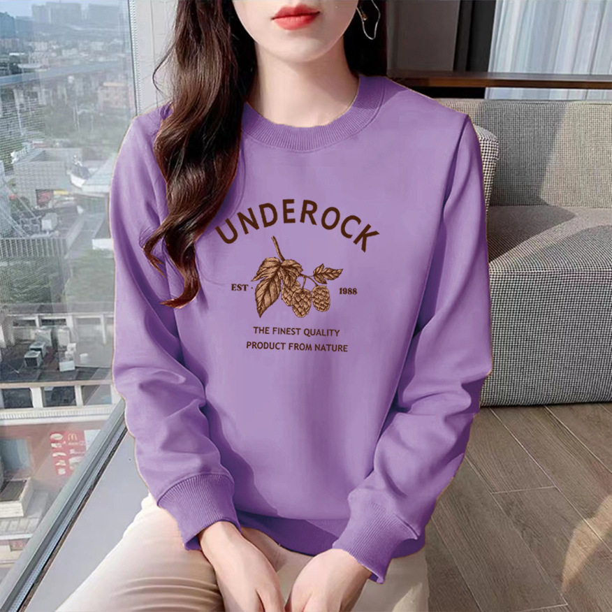 百搭纯棉卫衣宽松圆领运动女式卫衣上衣长袖印花休闲显瘦韩版