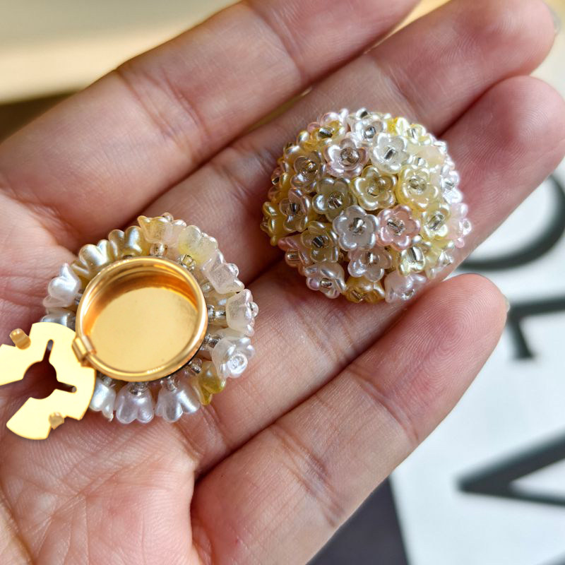 女士衬衫百搭装饰扣渐变色玫瑰绣球花团DIY花朵扣套夹扣免缝扣
