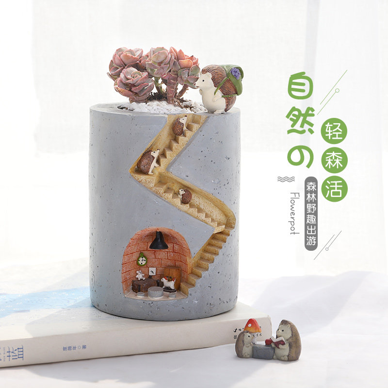 zakka美式卡通兔子创意个性微景观盆栽阳台花盆桌面收纳两用盆器