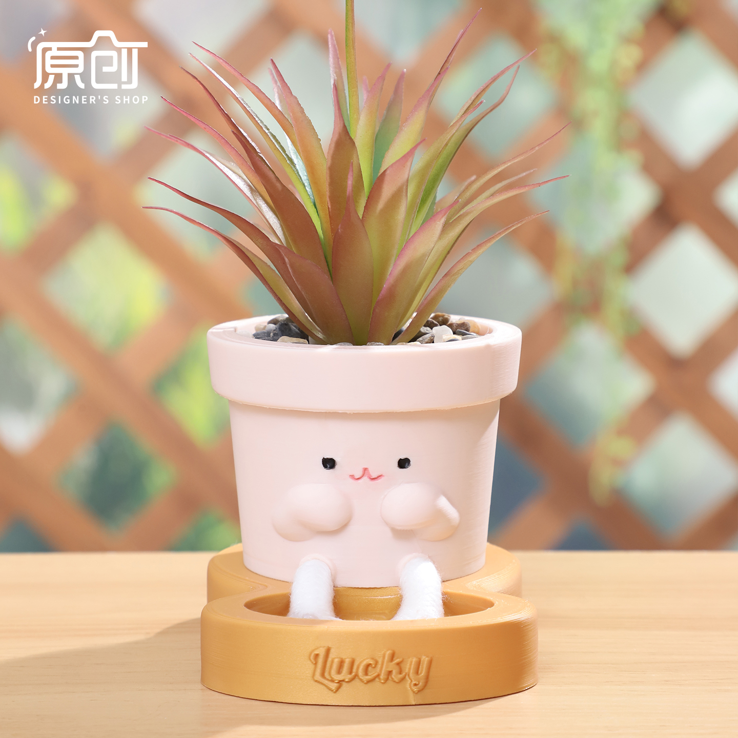 漫时光小花盆自吸水吊脚可爱微表情卡通笑脸创意造型小号多肉花盆