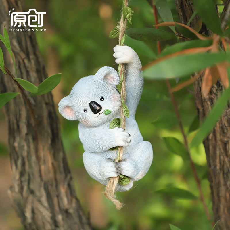 创意可爱考拉动物秋千摆件户外庭院花园树上阳台造景布置装饰挂件