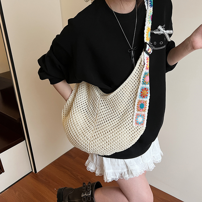 刺绣镂空编织包沙滩包女大容量慵懒松弛感海边度假斜挎通勤托特包