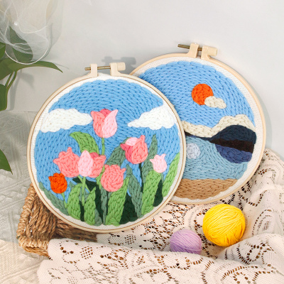 俄罗斯戳戳绣手工diy材料包初学者自制可爱卡通图案毛线画装饰画