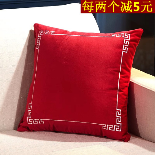 刺绣简约现代风抱枕套含芯大靠背