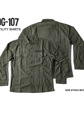 NON STOCK OG-107复古军事风长袖衬衫 US.ARMY缎纹厚款衬衣男女