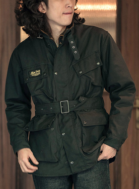 2025 NON STOCK美式复古机车油蜡布夹克多口袋户外工装外套男女