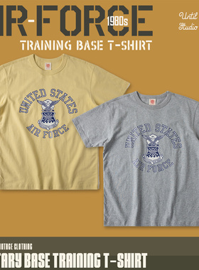 Non Stock美式复古AIR FORCE基地训练T恤 圆领纯棉短袖TEE男女