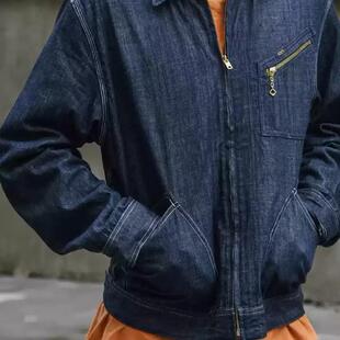 NON STOCK【91-B】平纹竹节牛仔布工作夹克91B工装拉链翻领外套男