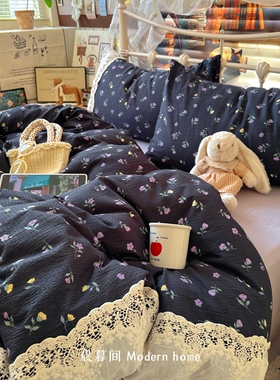 床上用品四件套纯棉全棉2025新款甜美复古碎花床单被套宿舍三件套