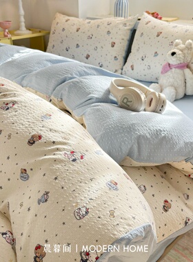 ins床上四件套2026床单床品纯棉全棉被罩被套床笠学生宿舍三件套4