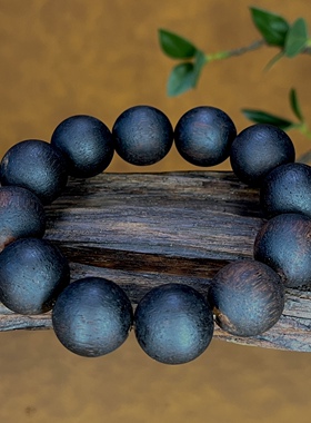 奇楠级降真香2.0手串黑油蜜结麻丝满油秒沉水高油高密蜡感十足