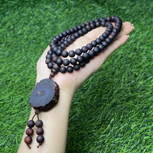 天然小叶降真香手串0.8圆珠108颗多圈爆香级黑黄油高端软糖油猫推