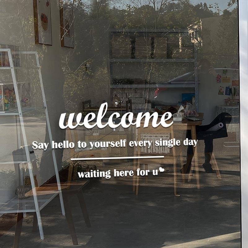 welcome欢迎光临黑色墙贴