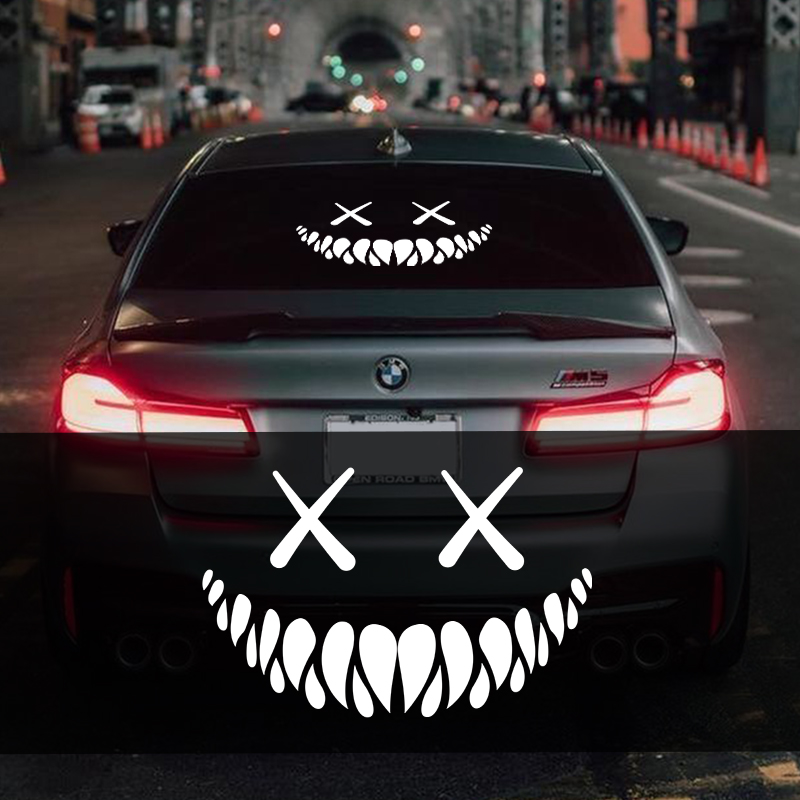 恶魔笑脸保持微笑车贴车身贴画后窗玻璃装饰改装个性创意汽车贴纸