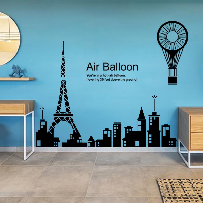 欧式墙贴画法国铁塔城市建筑创意踢脚线客厅卧室装饰画贴纸可定制图片