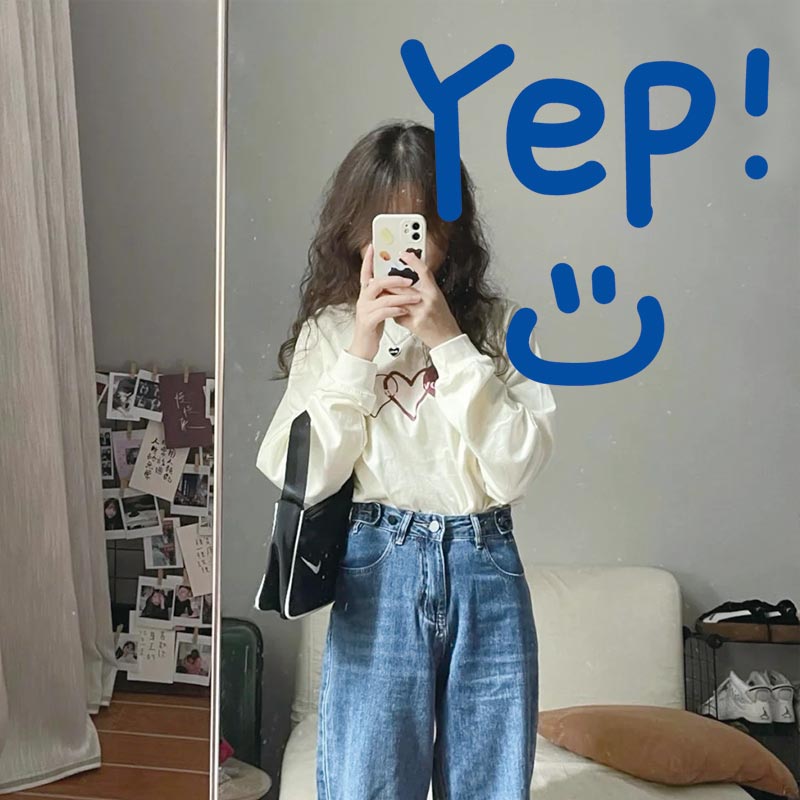 笑脸yep！ 网红简约ins风格奶茶服装店玻璃门自拍照镜子装饰贴纸