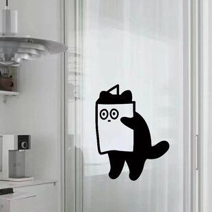 假装看书的猫咪创意贴纸可爱卡通风格墙贴墙壁玻璃门窗防撞墙贴画