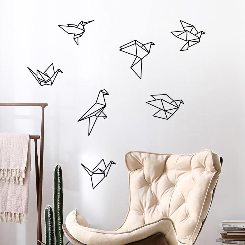千纸鹤几何图形ins风墙贴