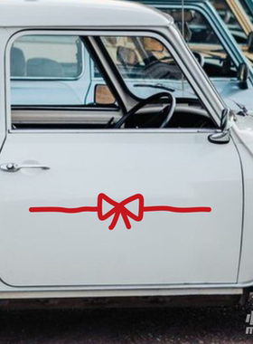 可爱红色蝴蝶结拉花汽车车身车门三角窗车尾装饰贴纸