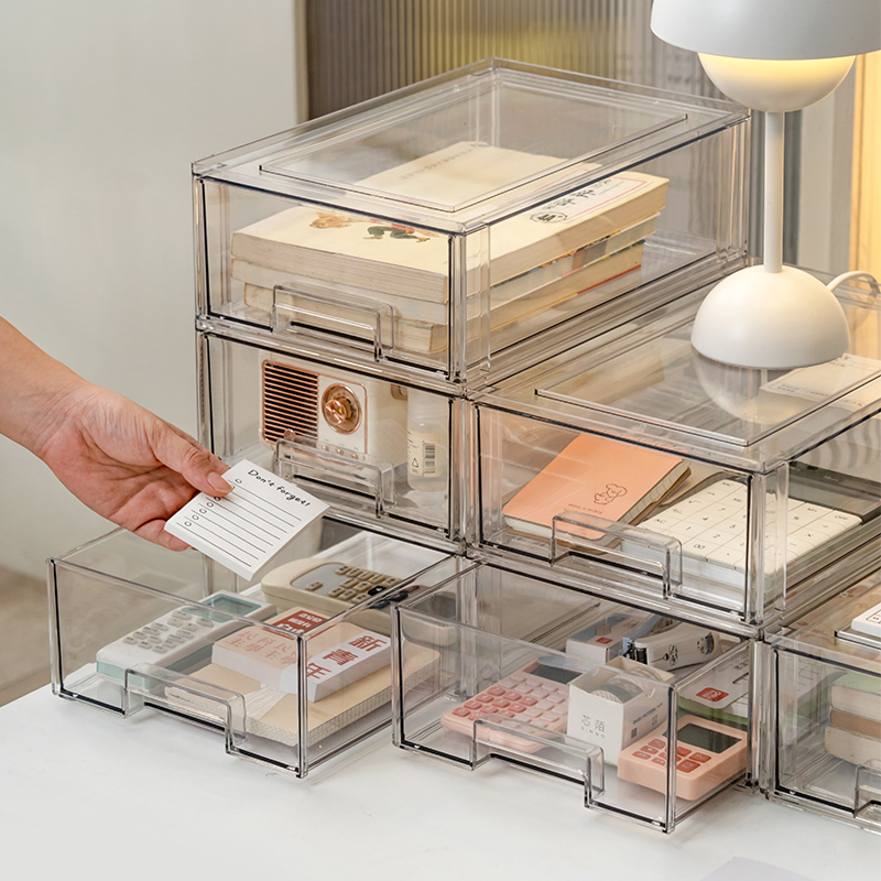 透明抽屉式桌面收纳盒多层置物架