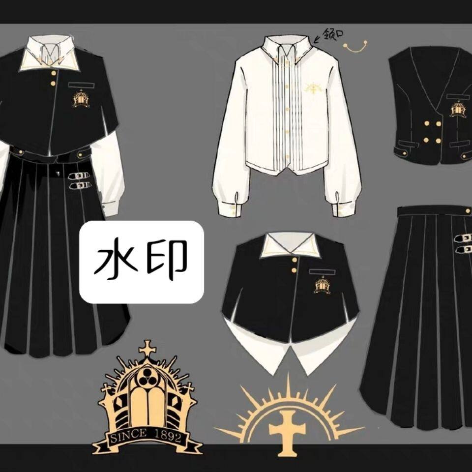 【清仓】原创设计圣-天颂jk制服衬衫送领针jks风琴褶刺绣上衣