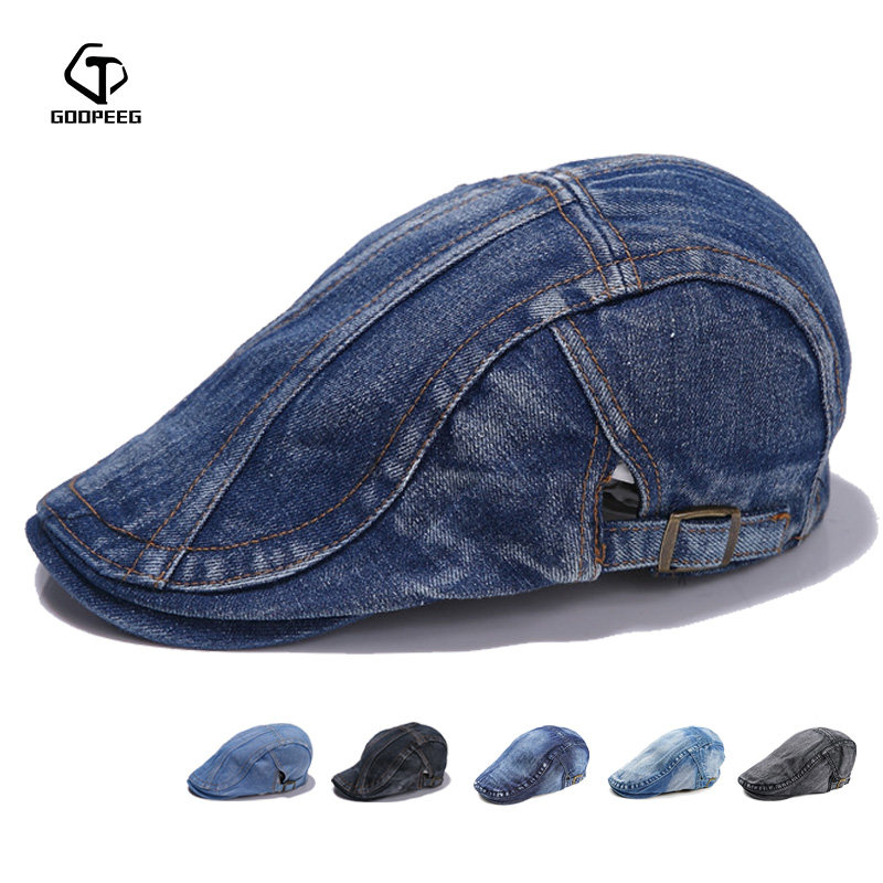 贝雷鸭舌牛仔帽女潮ins咖啡店英伦复古帽子男网红款日系韩版定型