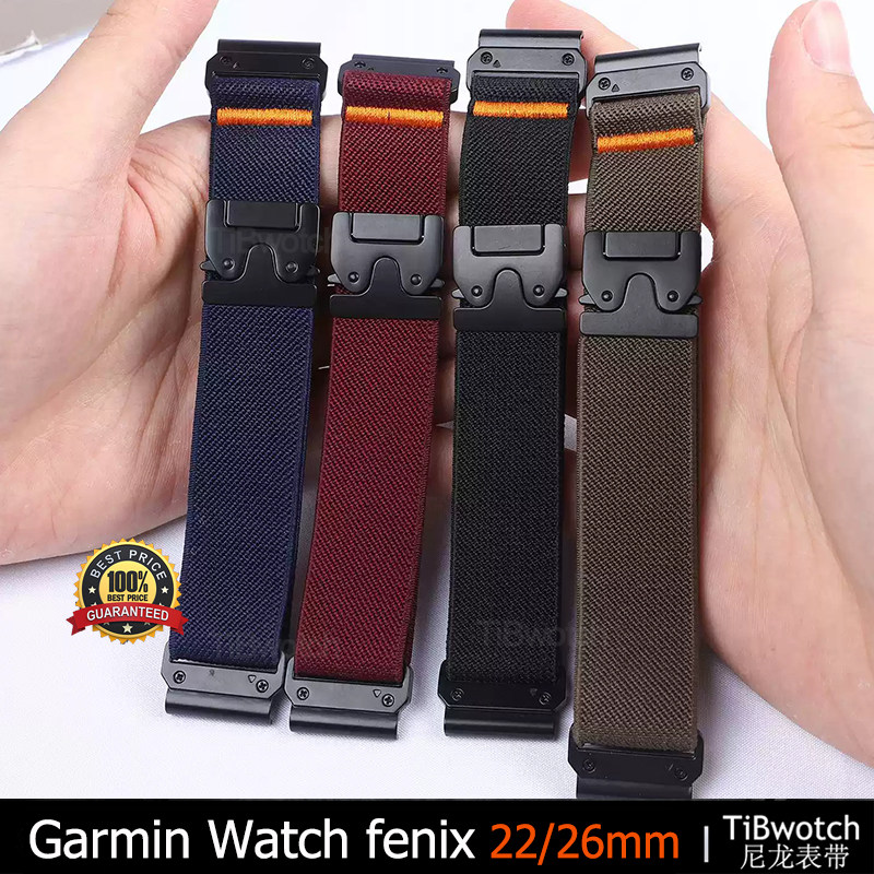 适用于佳明fenix8/7S/6S/5S/7X尼龙编织表带降落伞扣20/26MM腕带