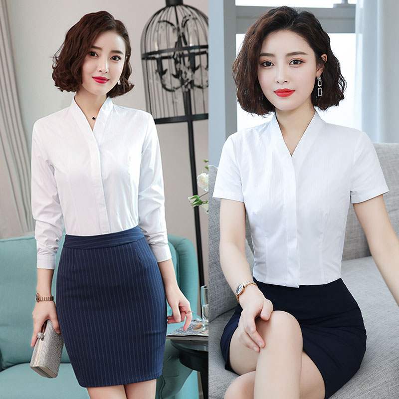 职业套装衬衫女工作服短袖夏季OL酒店前台制服工装商务正装套裙